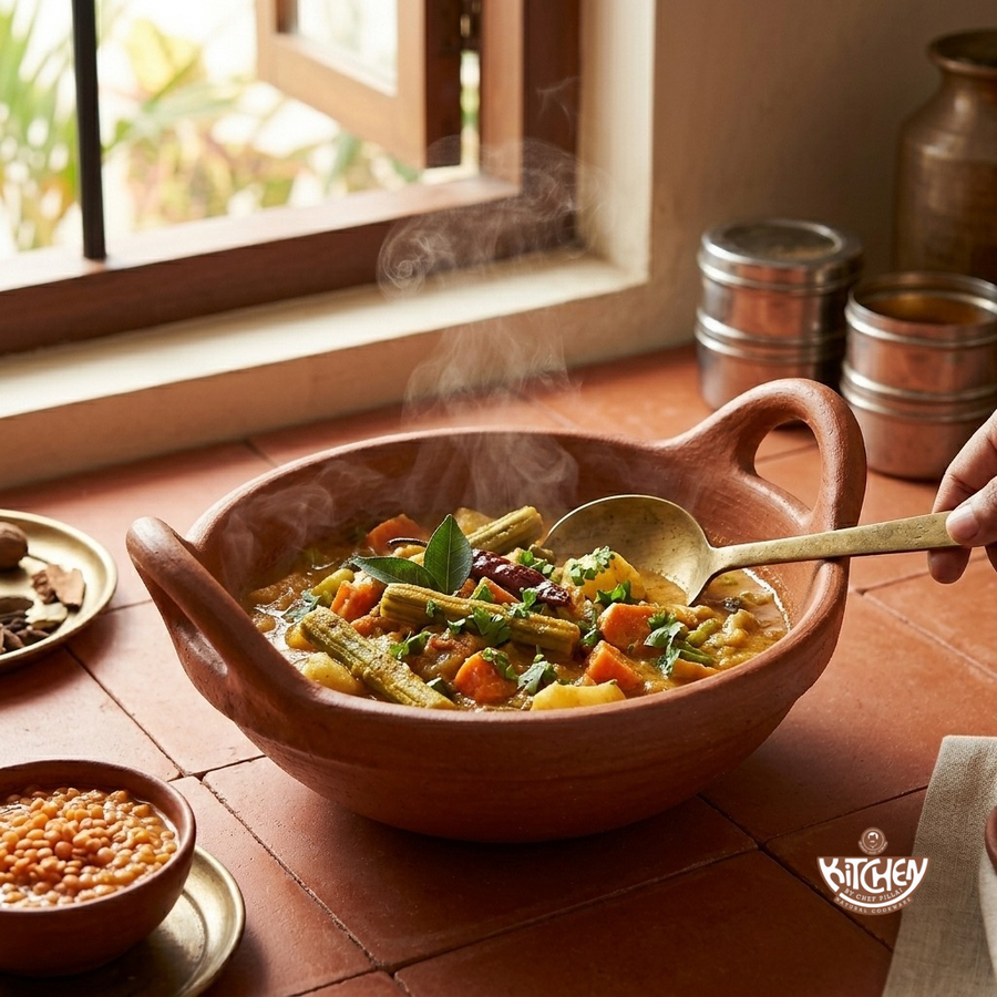 Hand Seasoned Clay Kadai – Traditional Earthen Cookware for Everyday Curries