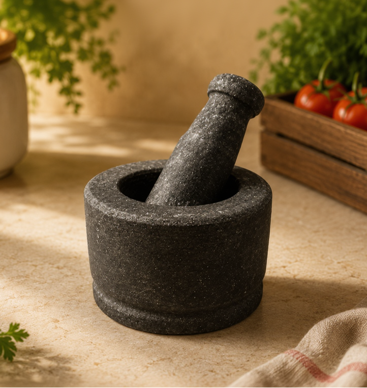 Hand seasoned Stone Mortar and Pestle (Medium) – Perfect Texture, Every Time