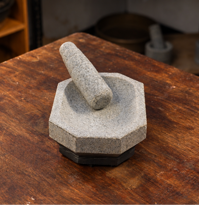 Octagonal stone mortar and pestle – Kitchen by Chef Pillai