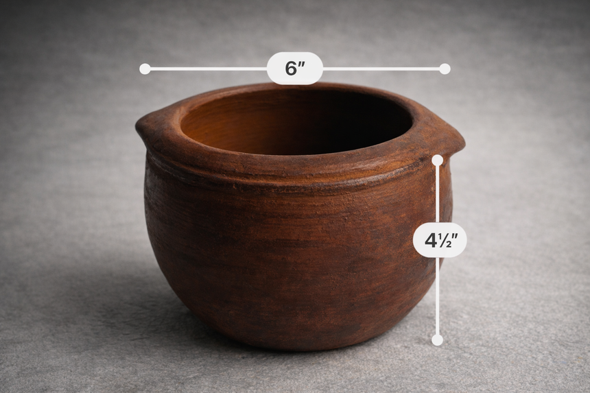 kaattu poth Hand Seasoned Clay Kalchatty – Traditional Clay Pot for Sambar & More