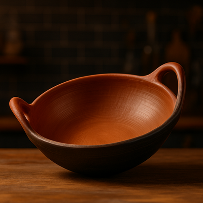 Hand Seasoned Clay Kadai – Traditional Earthen Cookware for Everyday Curries