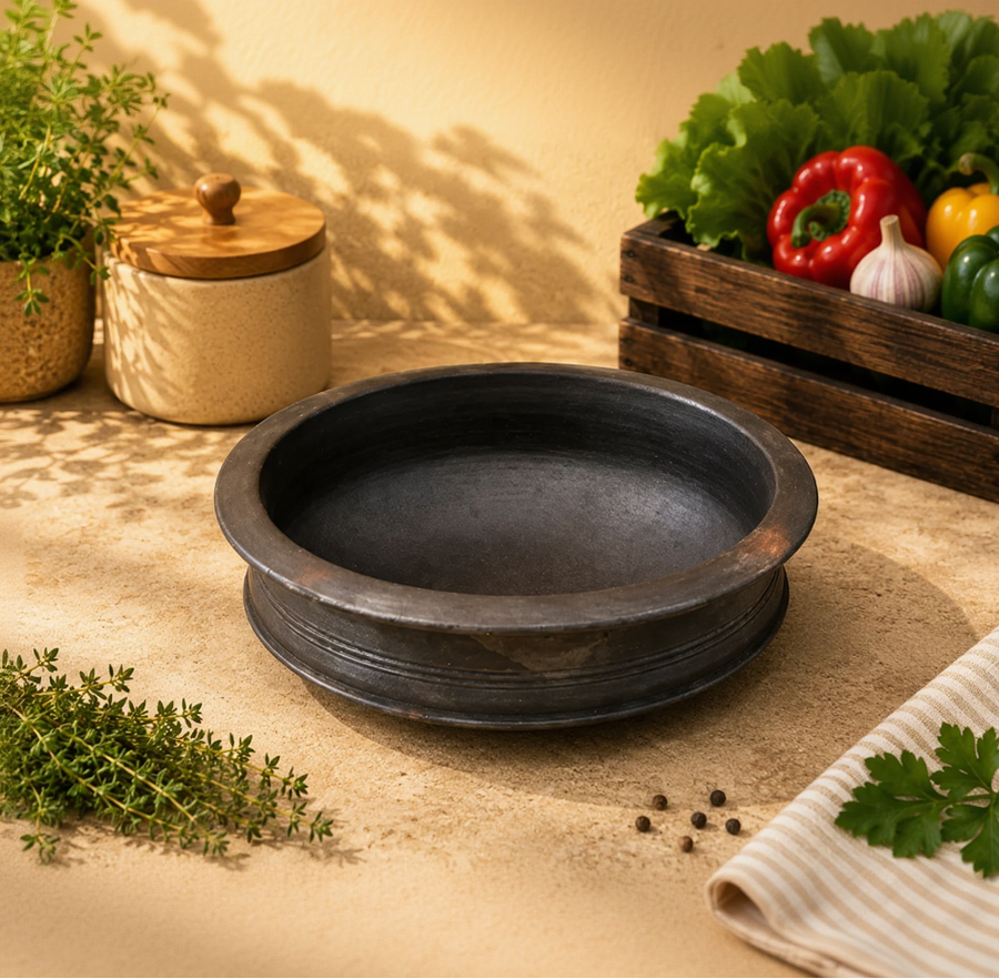 Hand Seasoned Black Clay Cooking Pot – Meen Chatti / All-Purpose Clay Pot
