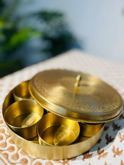 Traditional Brass Masala Dabba - Spice Box